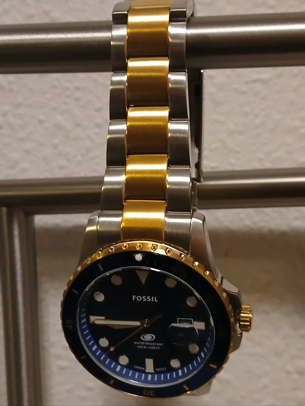NIB Fossil Two-Tone Blue Dial Diver Watch FS6034 W/ Tin